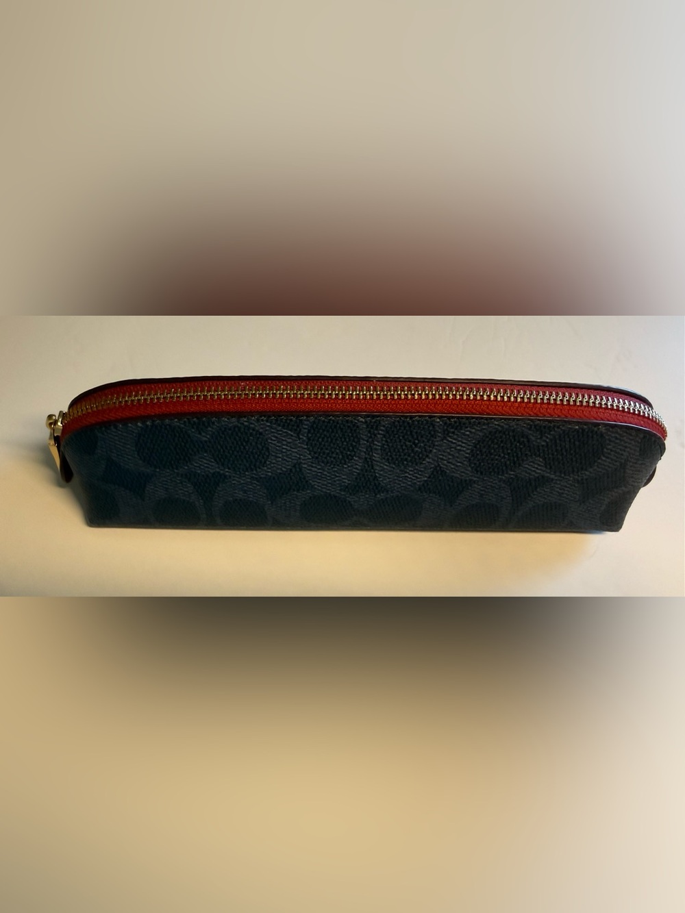 COACH pencil case signature canvas navy with red trim - Picture 7 of 8
